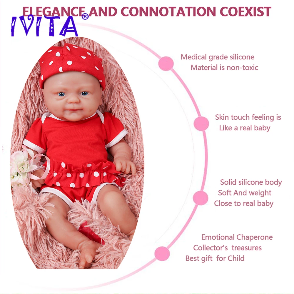 IVITA 100% Silicone Reborn Baby Dolls Painted Realistic Newborn Lifelike Bebe Doll Wholesale Toys for Children Christmas Gift