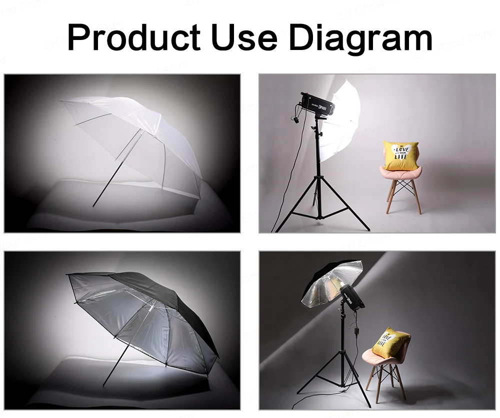 4 Pcs 83cm Photo Studio Umbrella Photography Photo Video Light White Reflector Umbrella Without Stand Gold Sliver Black 3 Color