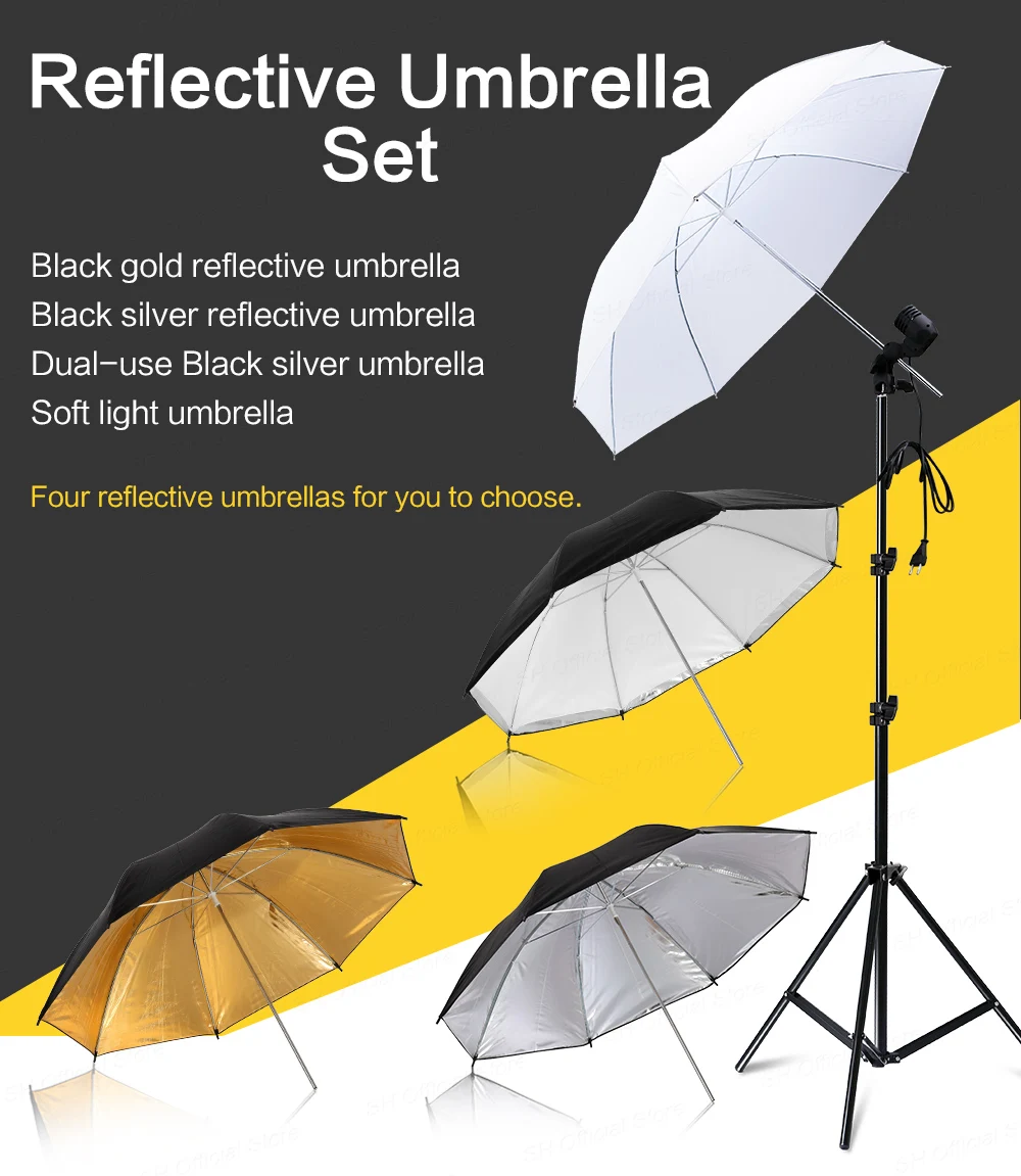 4 Pcs 83cm Photo Studio Umbrella Photography Photo Video Light White Reflector Umbrella Without Stand Gold Sliver Black 3 Color