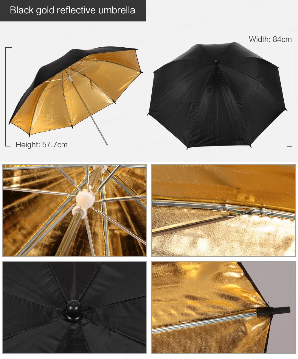 4 Pcs 83cm Photo Studio Umbrella Photography Photo Video Light White Reflector Umbrella Without Stand Gold Sliver Black 3 Color