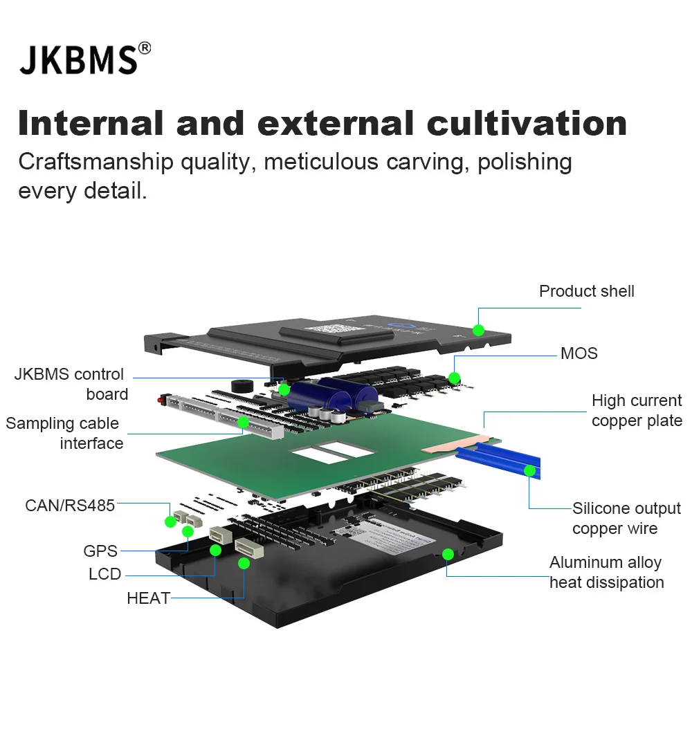 JKBMS 12S 13S 14S 15S 16S 17S 20S 21S 24S Smart BMS 150A 200A with Active Balance Board Li-Ion Lifepo4 100ah lto battery jikong