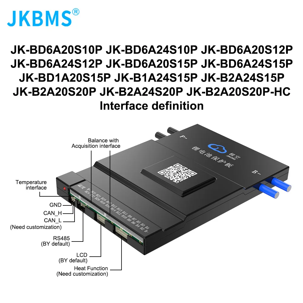 JKBMS 12S 13S 14S 15S 16S 17S 20S 21S 24S Smart BMS 150A 200A with Active Balance Board Li-Ion Lifepo4 100ah lto battery jikong
