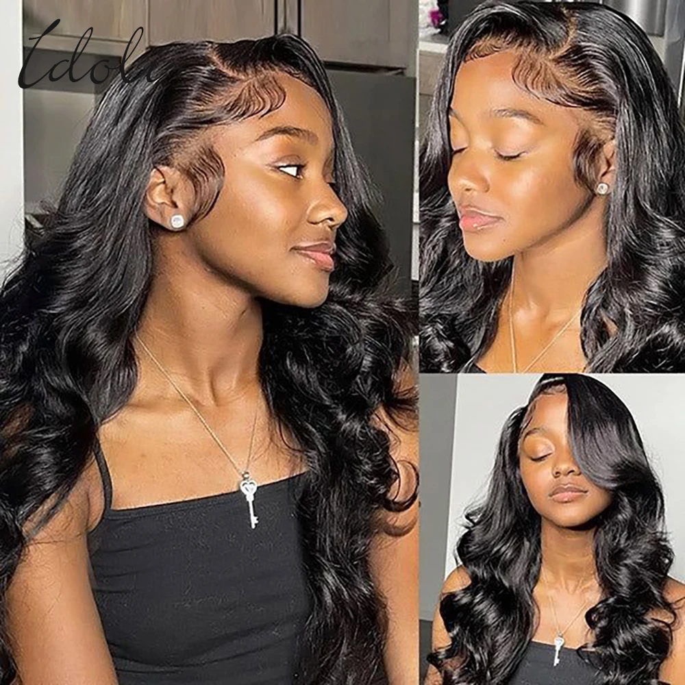 13x4 Body Wave Lace Front Wigs Human Hair Pre Plucked HD Transparent Lace Frontal Wig with Baby Hair 180% Density Gluless Wig
