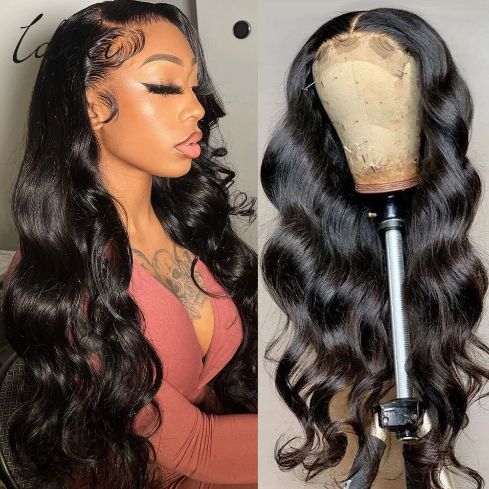 13x4 Body Wave Lace Front Wigs Human Hair Pre Plucked HD Transparent Lace Frontal Wig with Baby Hair 180% Density Gluless Wig