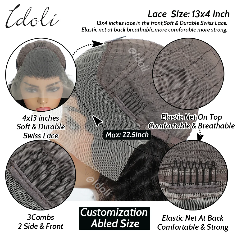 13x4 Body Wave Lace Front Wigs Human Hair Pre Plucked HD Transparent Lace Frontal Wig with Baby Hair 180% Density Gluless Wig