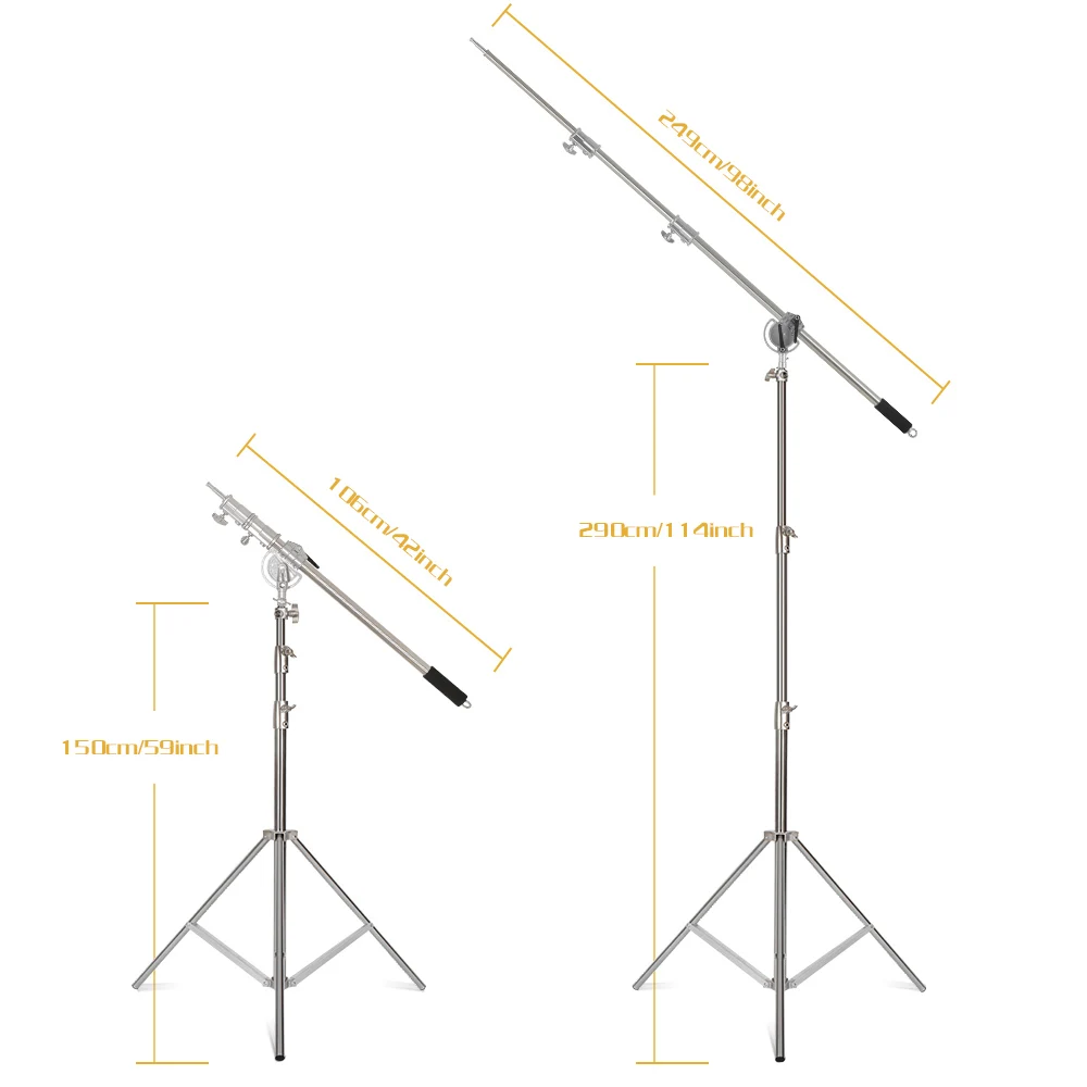 SH 106cm-249cm Stainless Steel Cross Arm Bar With Weight Bag Photo Studio Accessories Extension Rod Photo Studio Kit Light Stand