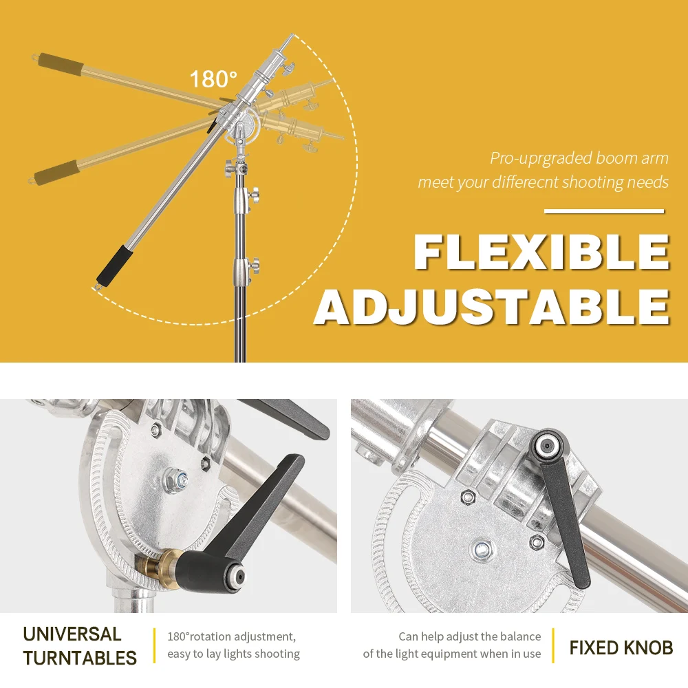 SH 106cm-249cm Stainless Steel Cross Arm Bar With Weight Bag Photo Studio Accessories Extension Rod Photo Studio Kit Light Stand