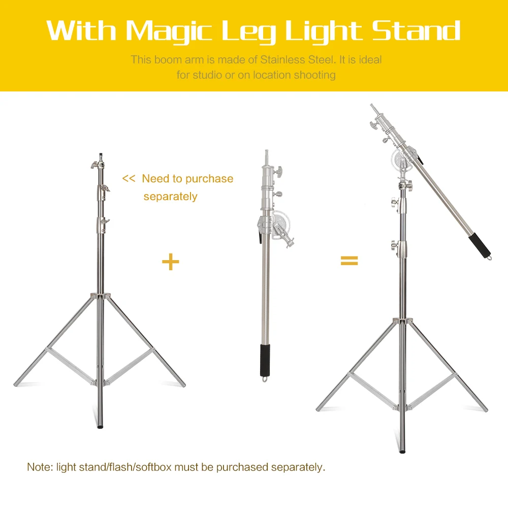 SH 106cm-249cm Stainless Steel Cross Arm Bar With Weight Bag Photo Studio Accessories Extension Rod Photo Studio Kit Light Stand