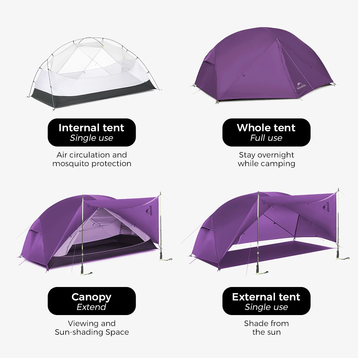 Naturehike Mongar 1 2 3 Base/UL/PRO Camping Tent Ultralight Outdoor Waterproof Hiking Tent 1 2 3 Person Backpacking Tent