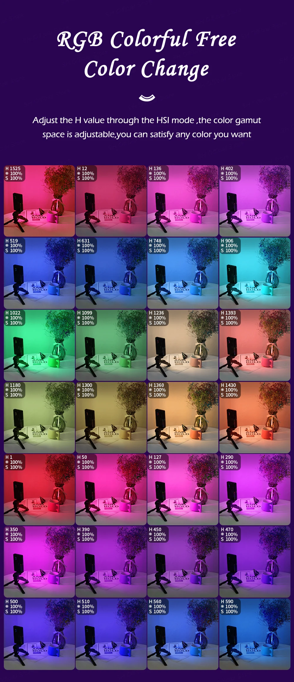 SH W140 RGB Video Light 2500-9000K LED Camera Light 3100mAh With Diffuser Effect Vlog Fill Light Photography Lighting