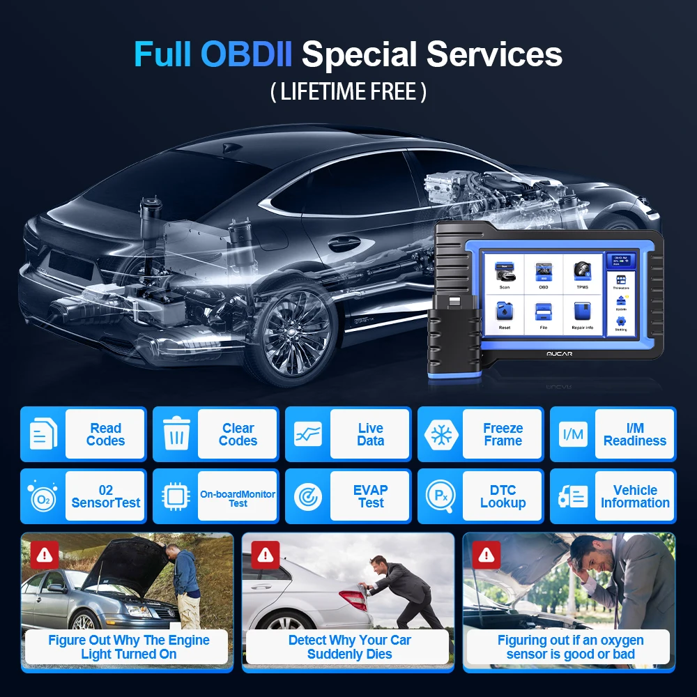 MUCAR VO7S Automotive Diagnostic Tool Bi Directional Scan Tool OBD2 Scanner ECU Coding 28 Resets Full System Life Free CANFD FCA