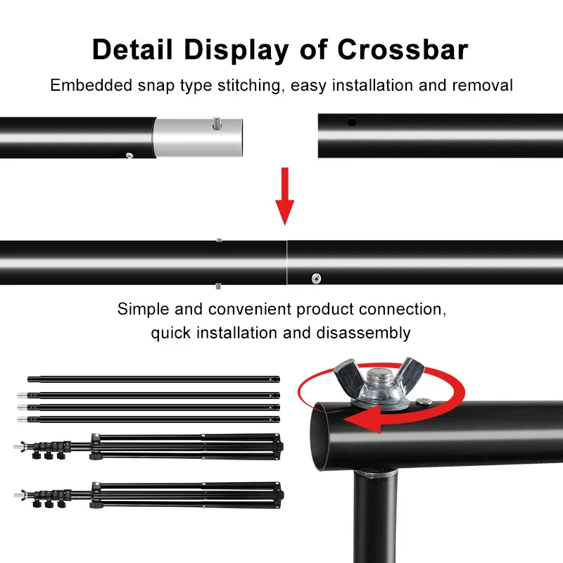 2.6x3M Photography Background Stand Photo Studio Chromakey Support System Adjustable Backdrop Stand Frame with Carrying Bag Clip