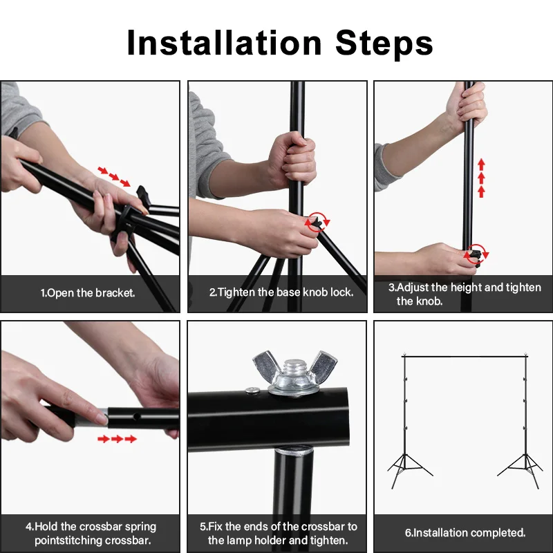 2.6x3M Photography Background Stand Photo Studio Chromakey Support System Adjustable Backdrop Stand Frame with Carrying Bag Clip