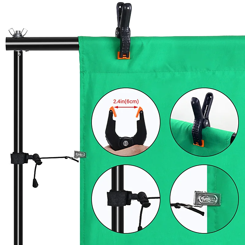 2.6x3M Photography Background Stand Photo Studio Chromakey Support System Adjustable Backdrop Stand Frame with Carrying Bag Clip