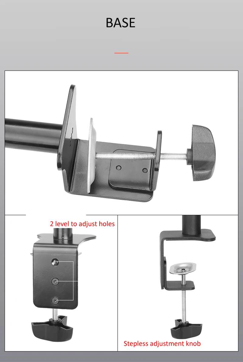 (80cm) DL-T902-280II Full Motion Dual Monitor Desktop Stand Holder 10'-27' Clamp Grommet Hole Base PC Mount Foldable Arm 12kg