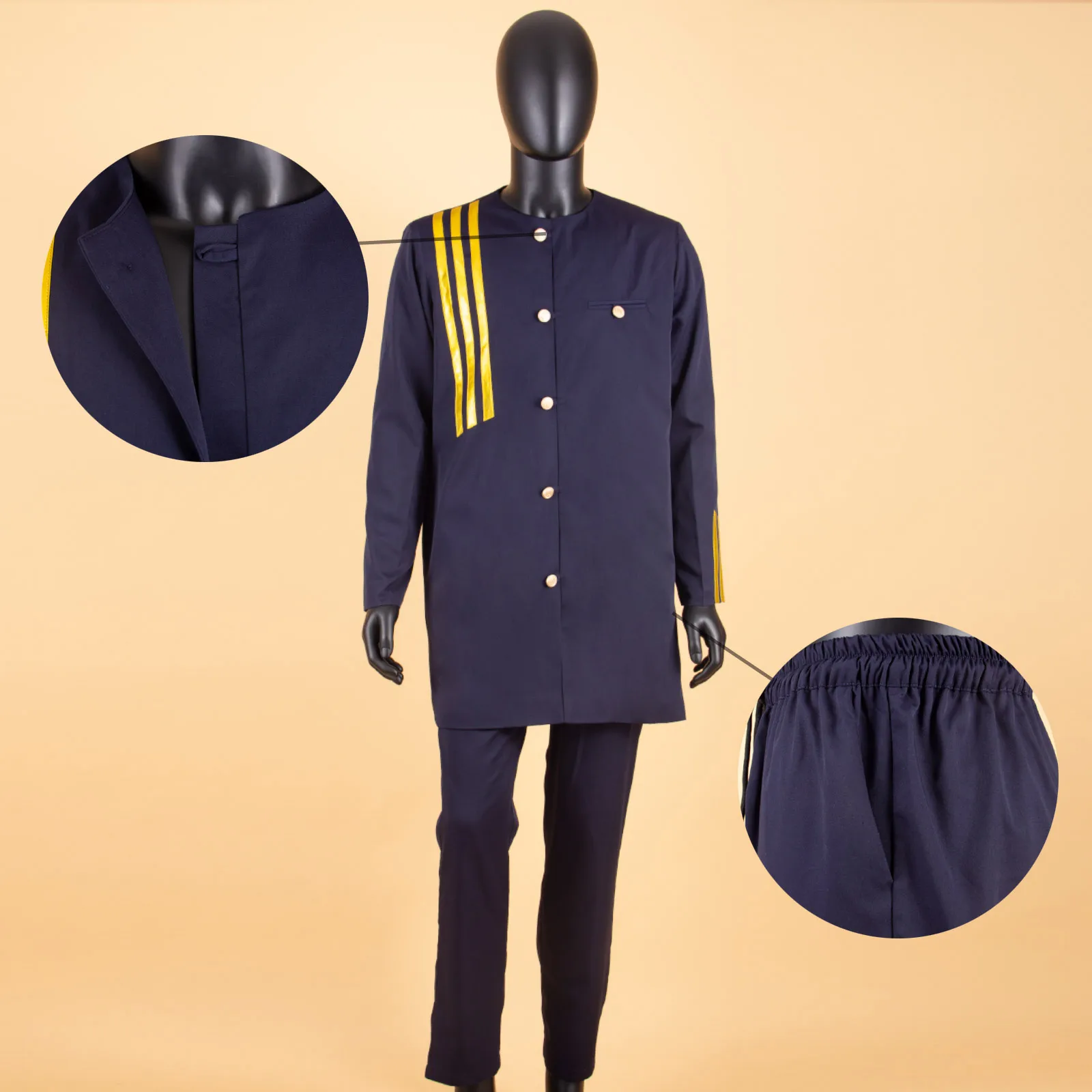 Bazin Men African Clothing for Men Suit Fashion Set Single Breasted Jacket Trousers Casual Business Attire for Wedding A2216070