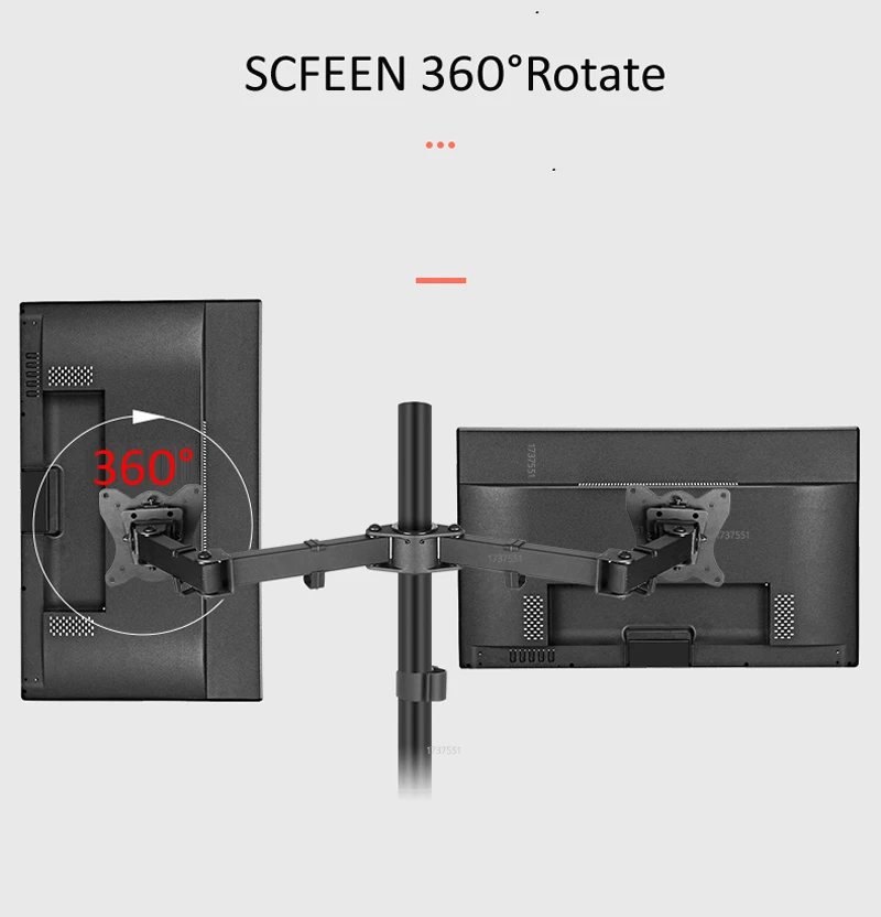 (80cm) DL-T902-280II Long Arm Tilt Swivel 10'-27' Double Monitor Desktop Stand Holder Clamp Grommet Hole Base PC Mount 12kg