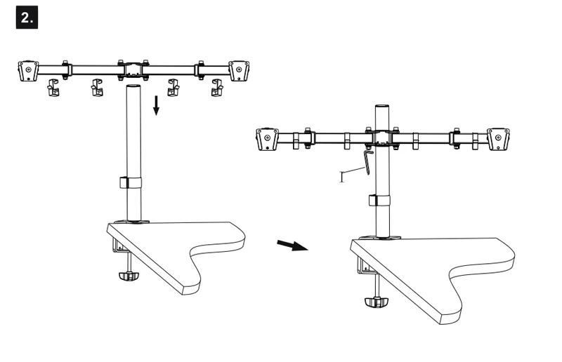 (80cm) DL-T902-280II Long Arm Tilt Swivel 10'-27' Double Monitor Desktop Stand Holder Clamp Grommet Hole Base PC Mount 12kg