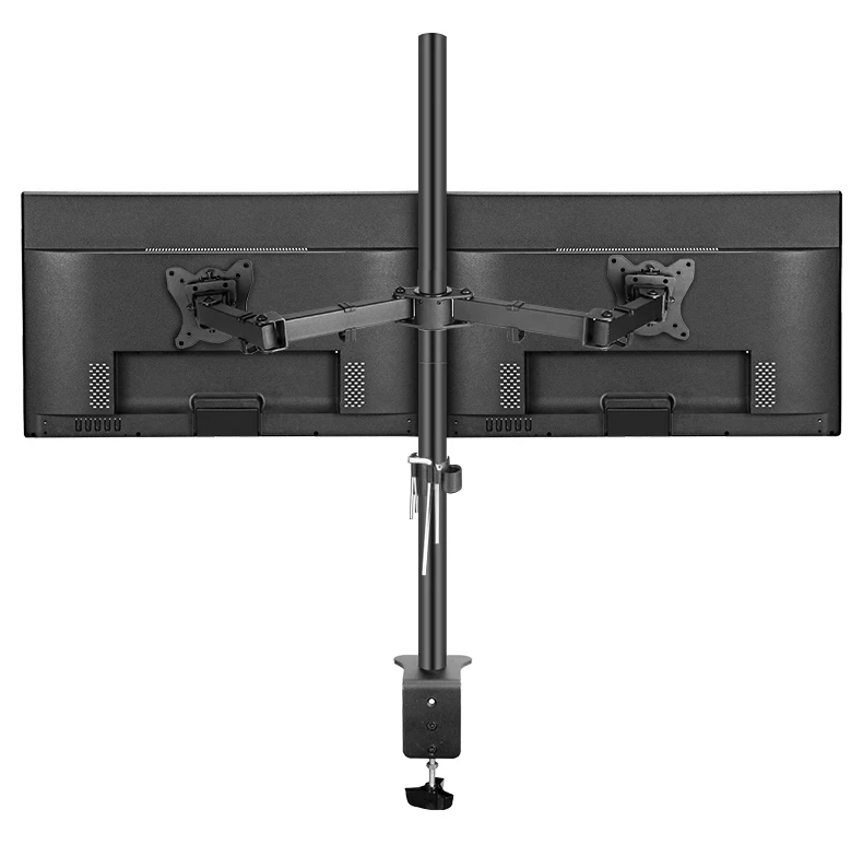 (80cm) DL-T902-280II Long Arm Tilt Swivel 10'-27' Double Monitor Desktop Stand Holder Clamp Grommet Hole Base PC Mount 12kg