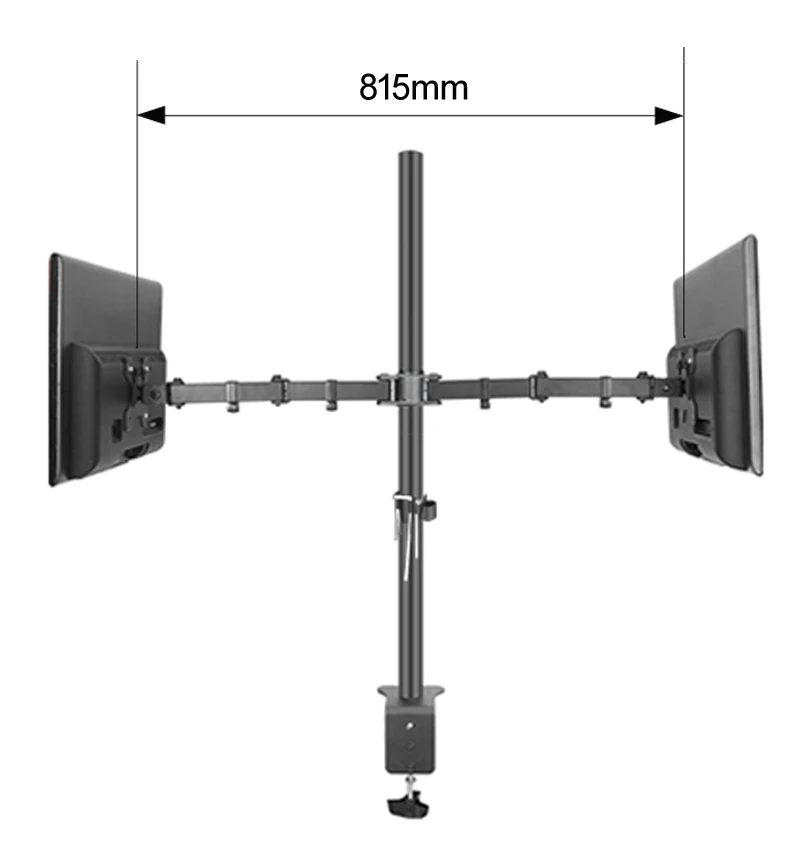 (80cm) DL-T902-280II Long Arm Tilt Swivel 10'-27' Double Monitor Desktop Stand Holder Clamp Grommet Hole Base PC Mount 12kg