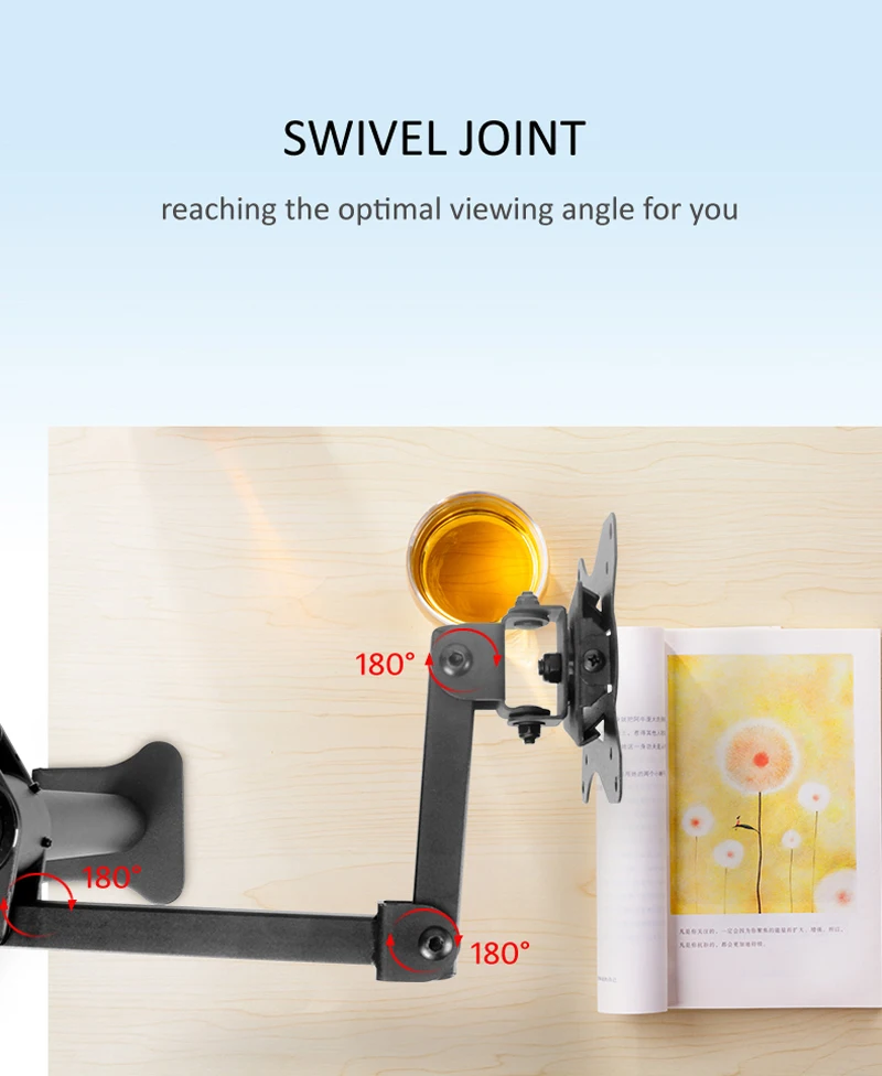 (80cm) DL-T902-280II Long Arm Tilt Swivel 10'-27' Double Monitor Desktop Stand Holder Clamp Grommet Hole Base PC Mount 12kg