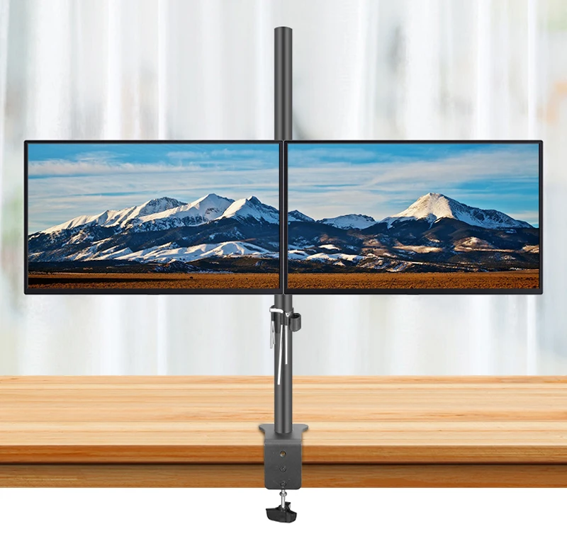 (80cm) DL-T902-280II Long Arm Tilt Swivel 10'-27' Double Monitor Desktop Stand Holder Clamp Grommet Hole Base PC Mount 12kg