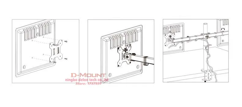 (80cm) DL-T902-280II Long Arm Tilt Swivel 10'-27' Double Monitor Desktop Stand Holder Clamp Grommet Hole Base PC Mount 12kg