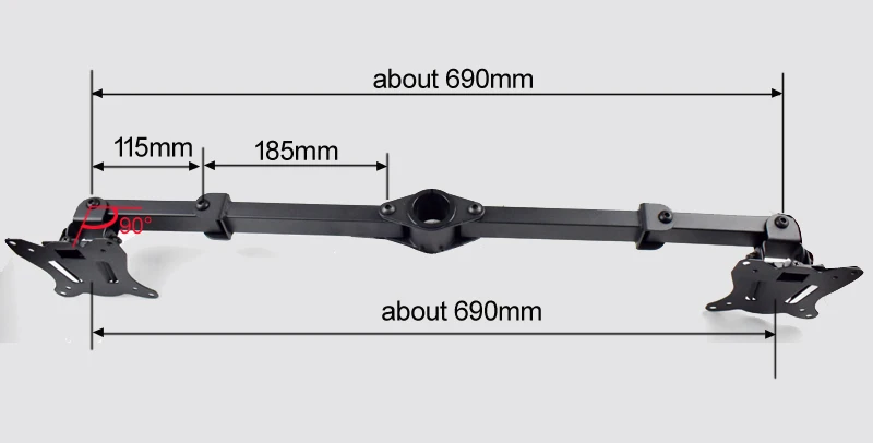 (80cm) DL-T902-280II Long Arm Tilt Swivel 10'-27' Double Monitor Desktop Stand Holder Clamp Grommet Hole Base PC Mount 12kg