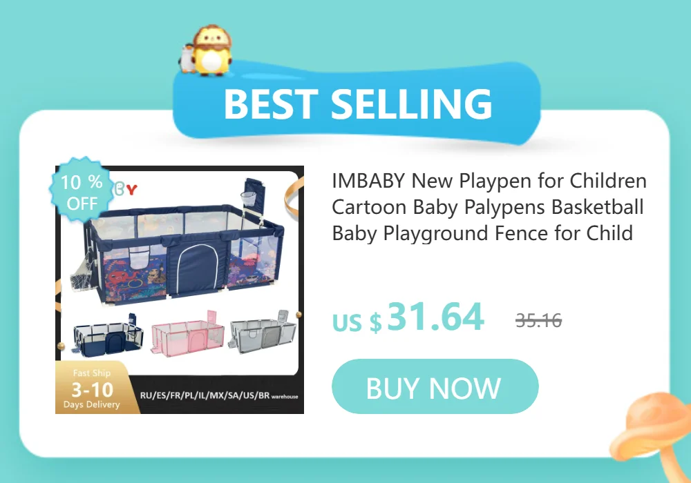 IMBABY New Playpen for Children Cartoon Baby Palypens Basketball Baby Playground Fence for Child Safety Barriers Baby Dry Pool
