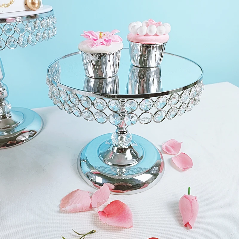 6Pcs-18Pcs/Lot Electroplate Metal Crystal Cake Stand Set Display Wedding Birthday Party Dessert Cupcake Plate Rack