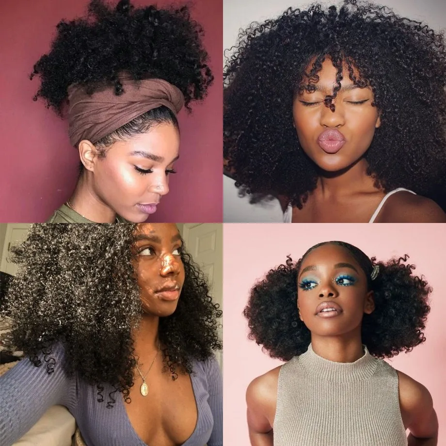 Mongolian Afro Kinky Human Hair Bundles With Closure African Natural Fluffy Hair Extensions 4x4 Lace Closure 4B 4C Tissage Afro