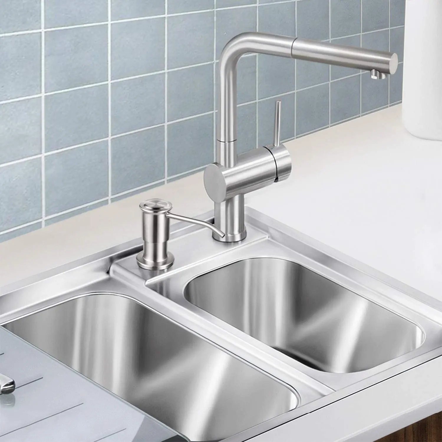 Samodra Liquid Soap Dispensers With 500ml Bottle Stainless Steel Pump For Kitchen Sink Built In Chrome/Nickel Dispenser Soap