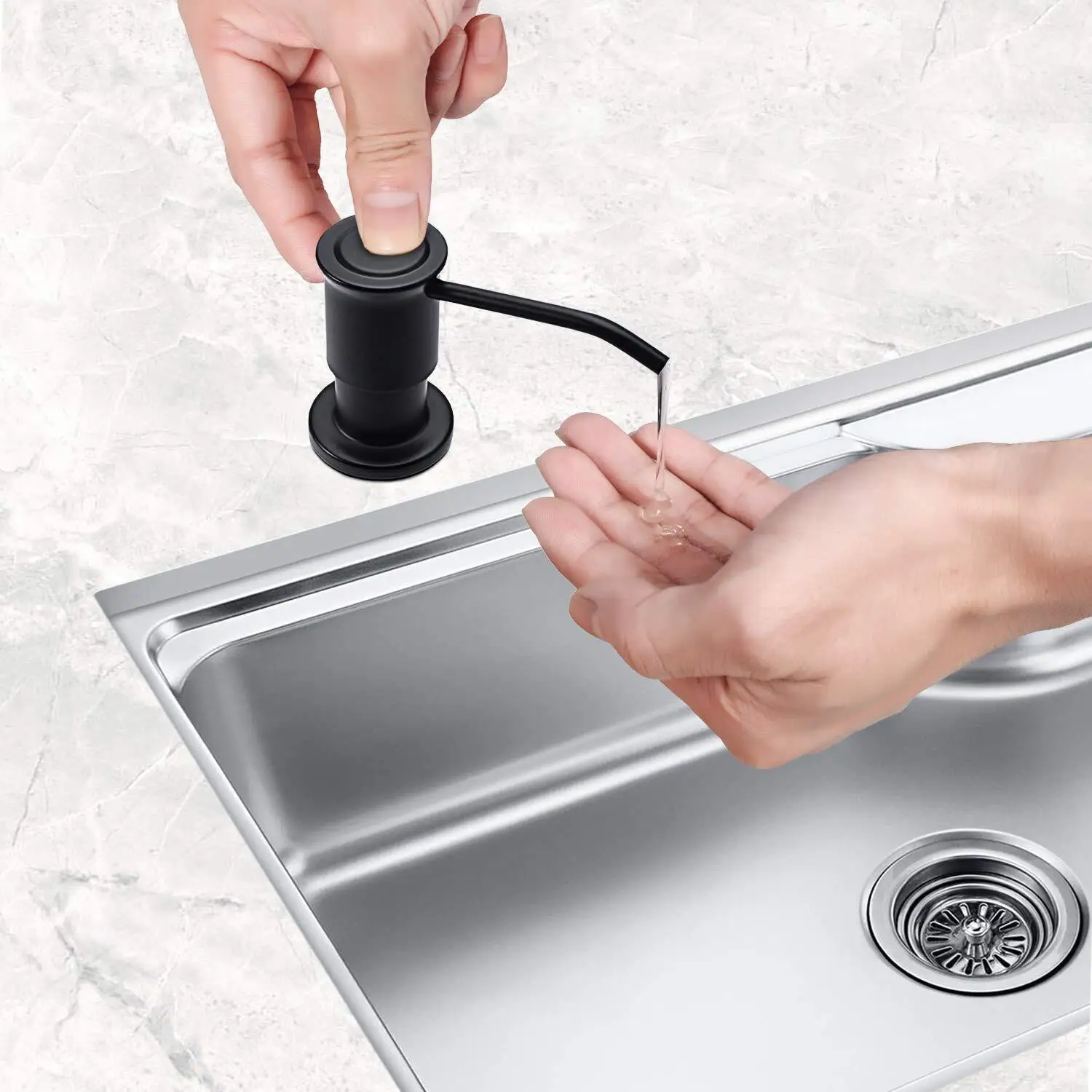 Samodra Liquid Soap Dispensers With 500ml Bottle Stainless Steel Pump For Kitchen Sink Built In Chrome/Nickel Dispenser Soap