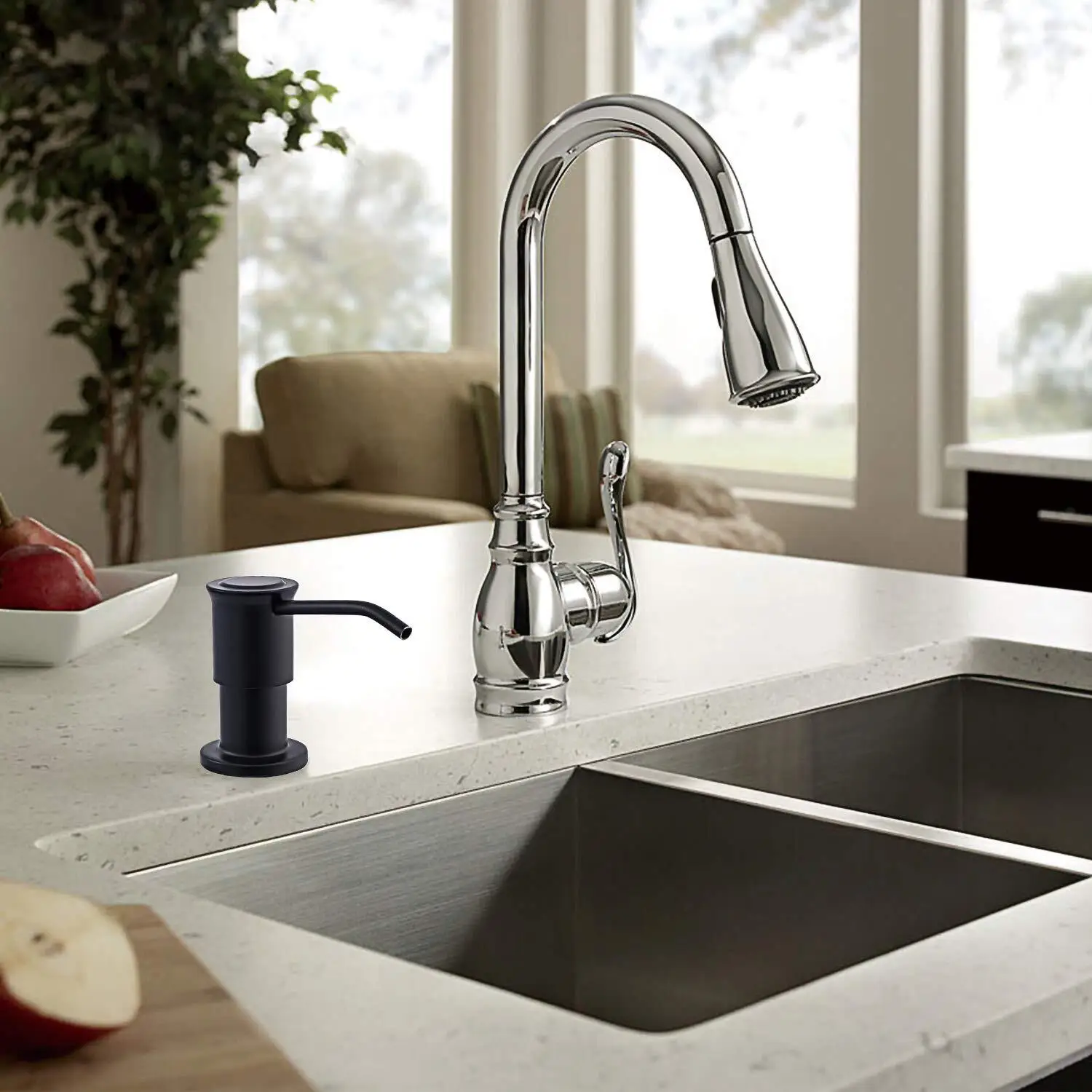 Samodra Liquid Soap Dispensers With 500ml Bottle Stainless Steel Pump For Kitchen Sink Built In Chrome/Nickel Dispenser Soap
