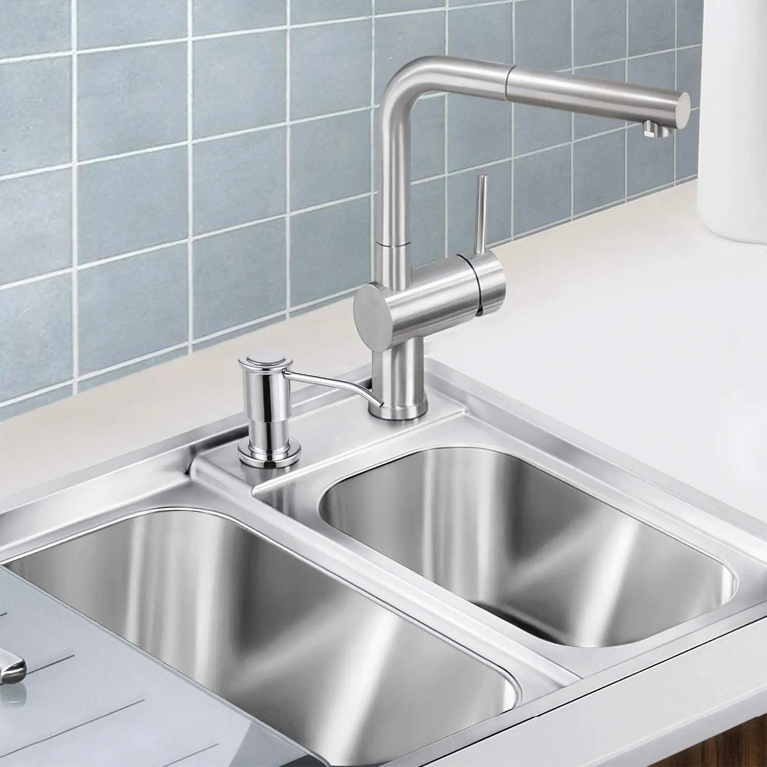 Samodra Liquid Soap Dispensers With 500ml Bottle Stainless Steel Pump For Kitchen Sink Built In Chrome/Nickel Dispenser Soap