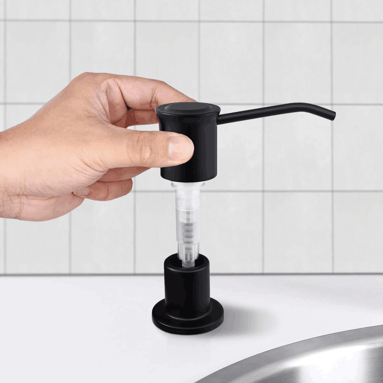 Samodra Liquid Soap Dispensers With 500ml Bottle Stainless Steel Pump For Kitchen Sink Built In Chrome/Nickel Dispenser Soap