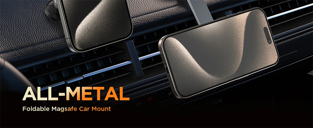 Joyroom Magnetic Car Mount All-Metal Strongest Magnet Foldable Phone Holder for Car Dashboard Tesla Phone Mount For iPhone