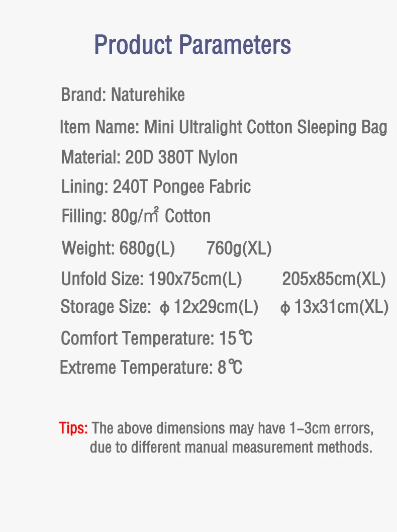 Naturehike LW180 Sleeping Bag Ultralight Cotton Sleeping Bag Spring Summer Sleeping Bag Outdoor Hiking Camping Sleeping Bag