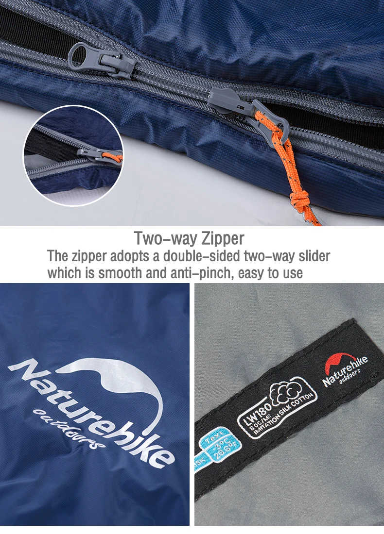 Naturehike LW180 Sleeping Bag Ultralight Cotton Sleeping Bag Spring Summer Sleeping Bag Outdoor Hiking Camping Sleeping Bag