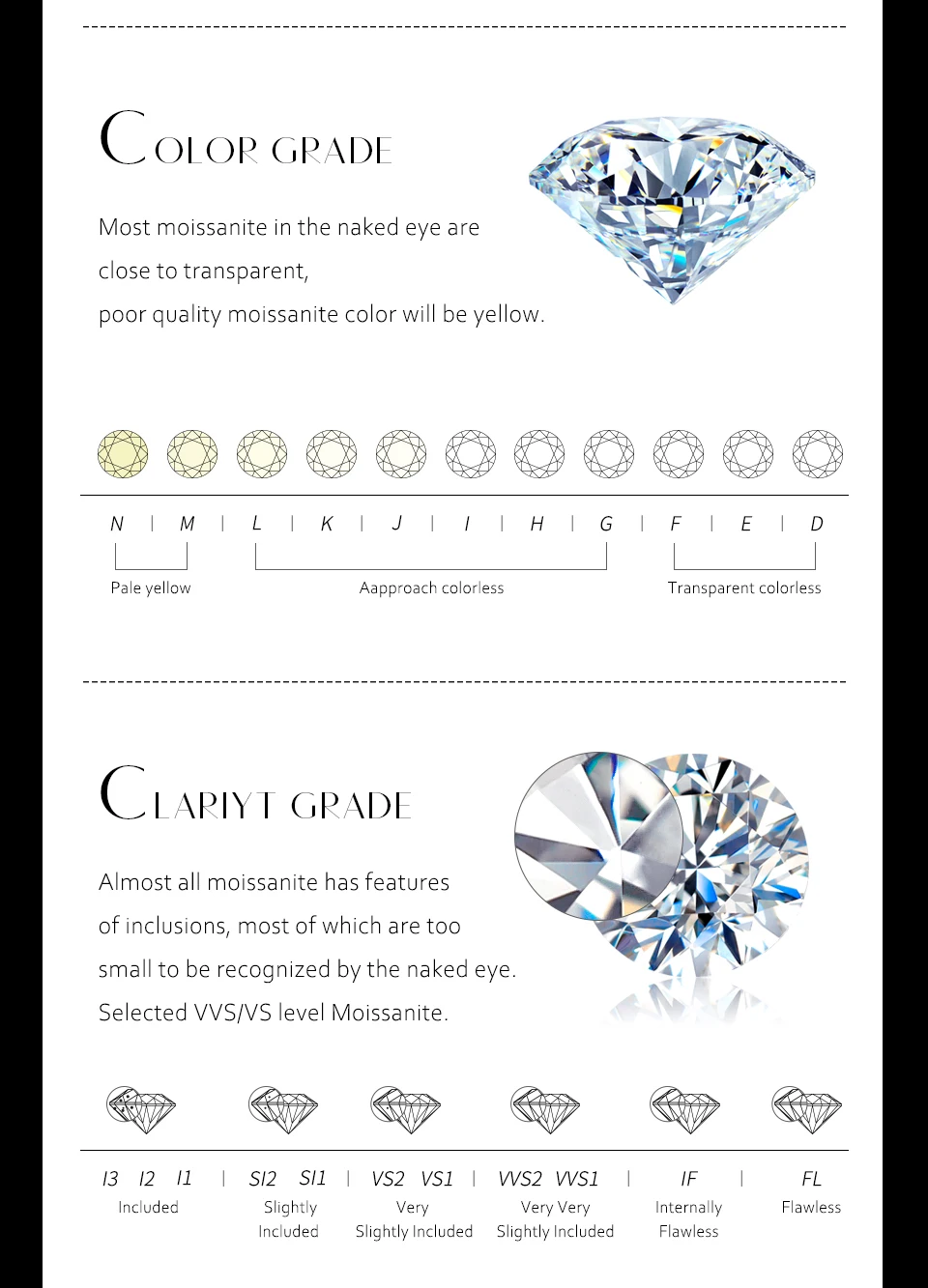 ATTAGEMS 925 Sterling Silver White Gold Round Excellent Cut Moissanite Ring for Girls Cocktail Jewelry