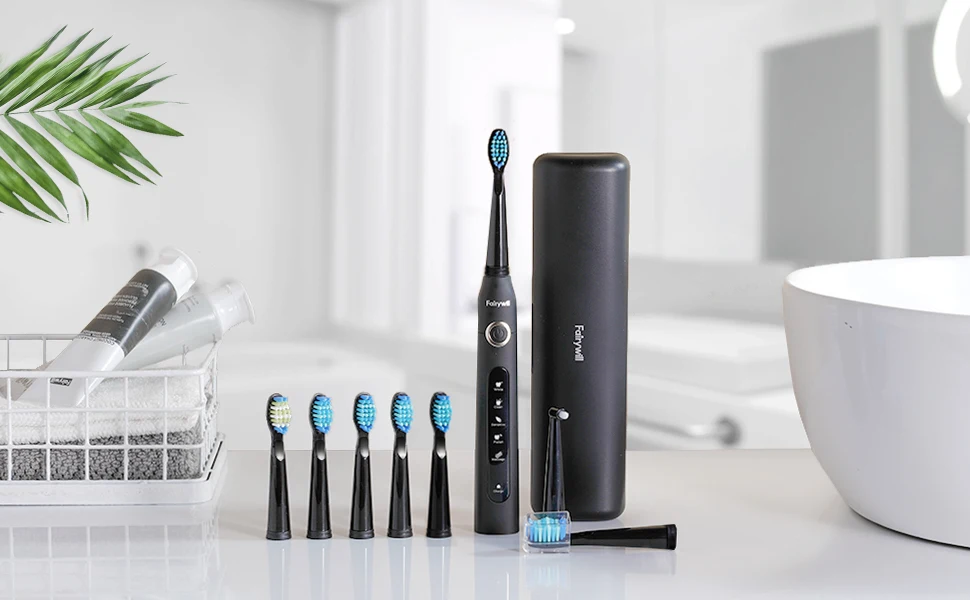Fairywill FW-507 Sonic Electric Toothbrush 5 Modes USB Charger Tooth Brushes Replacement Timer Sonic Toothbrush 8 Brush Heads