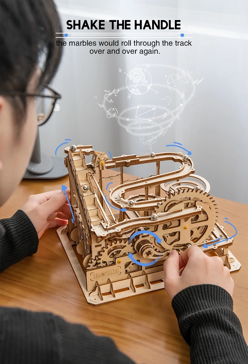 Robotime Rokr 4 Kinds Marble Run DIY Waterwheel Wooden Model Building Block Kits Assembly Toy Gift for Children Adult Dropship