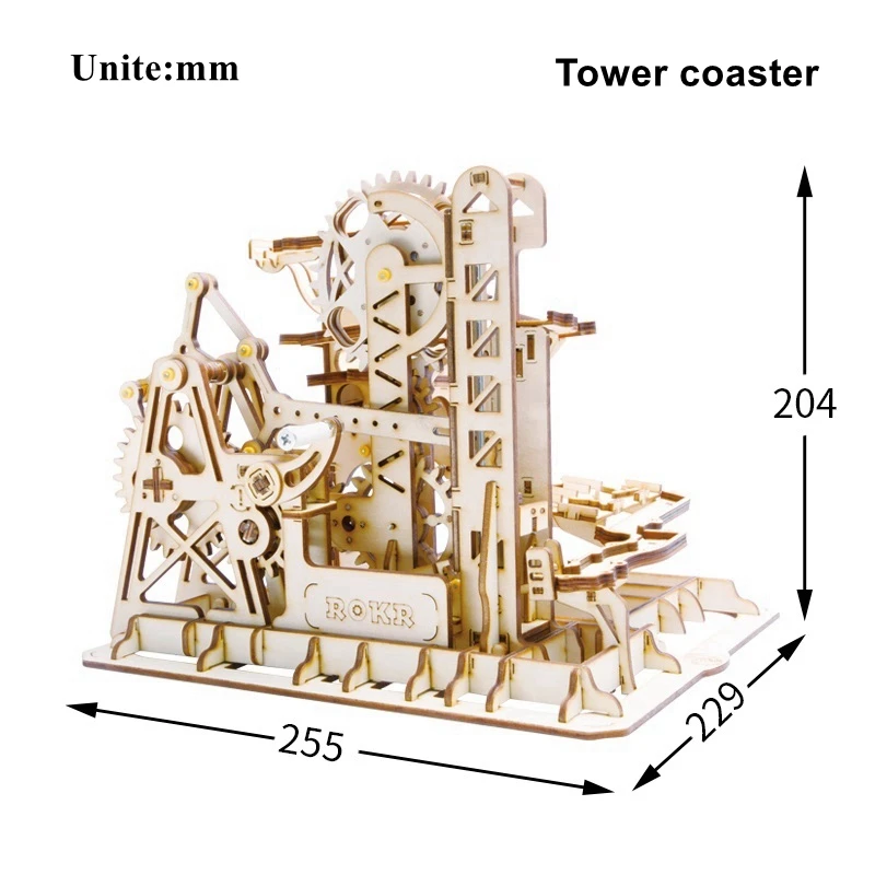 Robotime Rokr 4 Kinds Marble Run DIY Waterwheel Wooden Model Building Block Kits Assembly Toy Gift for Children Adult Dropship