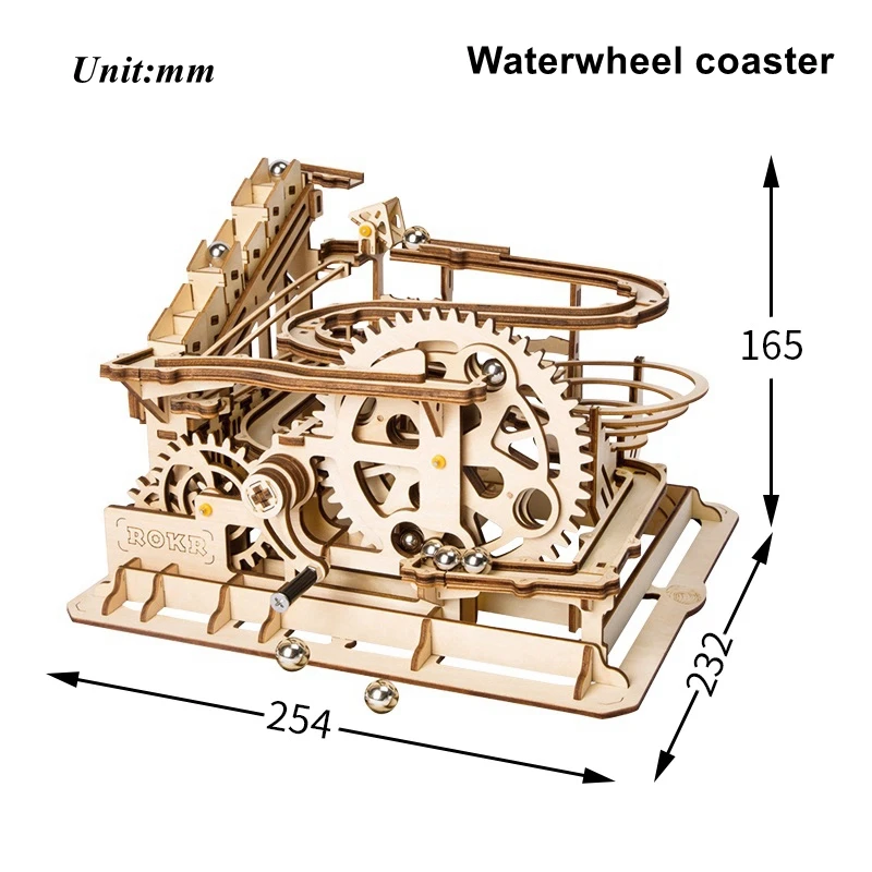 Robotime Rokr 4 Kinds Marble Run DIY Waterwheel Wooden Model Building Block Kits Assembly Toy Gift for Children Adult Dropship