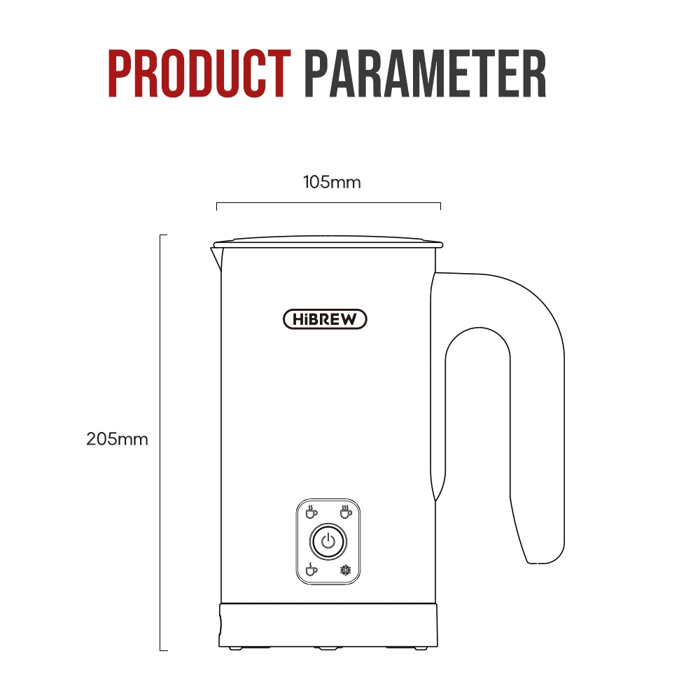 HiBREW 4 in 1 Milk Frother Frothing Foamer Fully automatic Milk Warmer Cold/Hot Latte Cappuccino Chocolate Protein powder M3A
