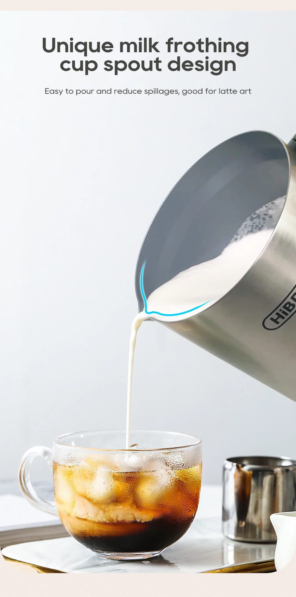 HiBREW 4 in 1 Milk Frother Frothing Foamer Fully automatic Milk Warmer Cold/Hot Latte Cappuccino Chocolate Protein powder M3A
