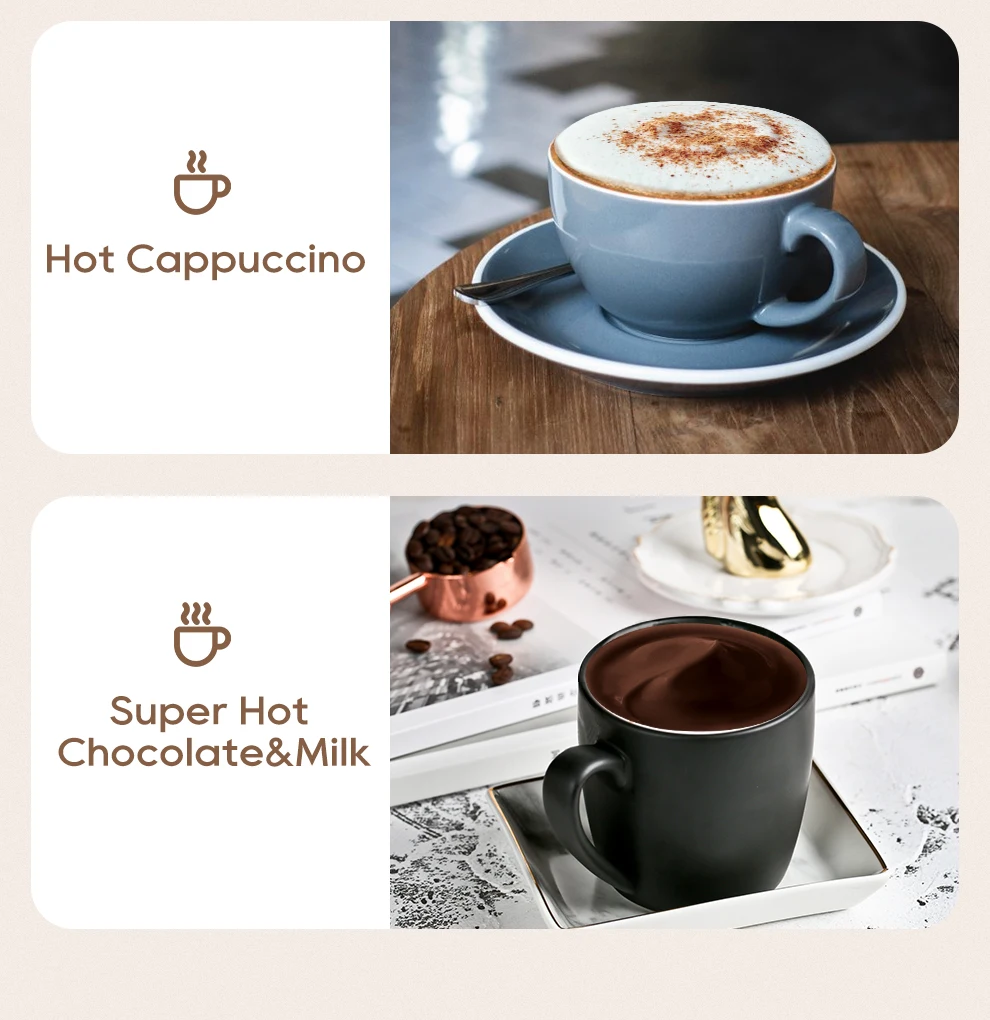HiBREW 4 in 1 Milk Frother Frothing Foamer Fully automatic Milk Warmer Cold/Hot Latte Cappuccino Chocolate Protein powder M3A