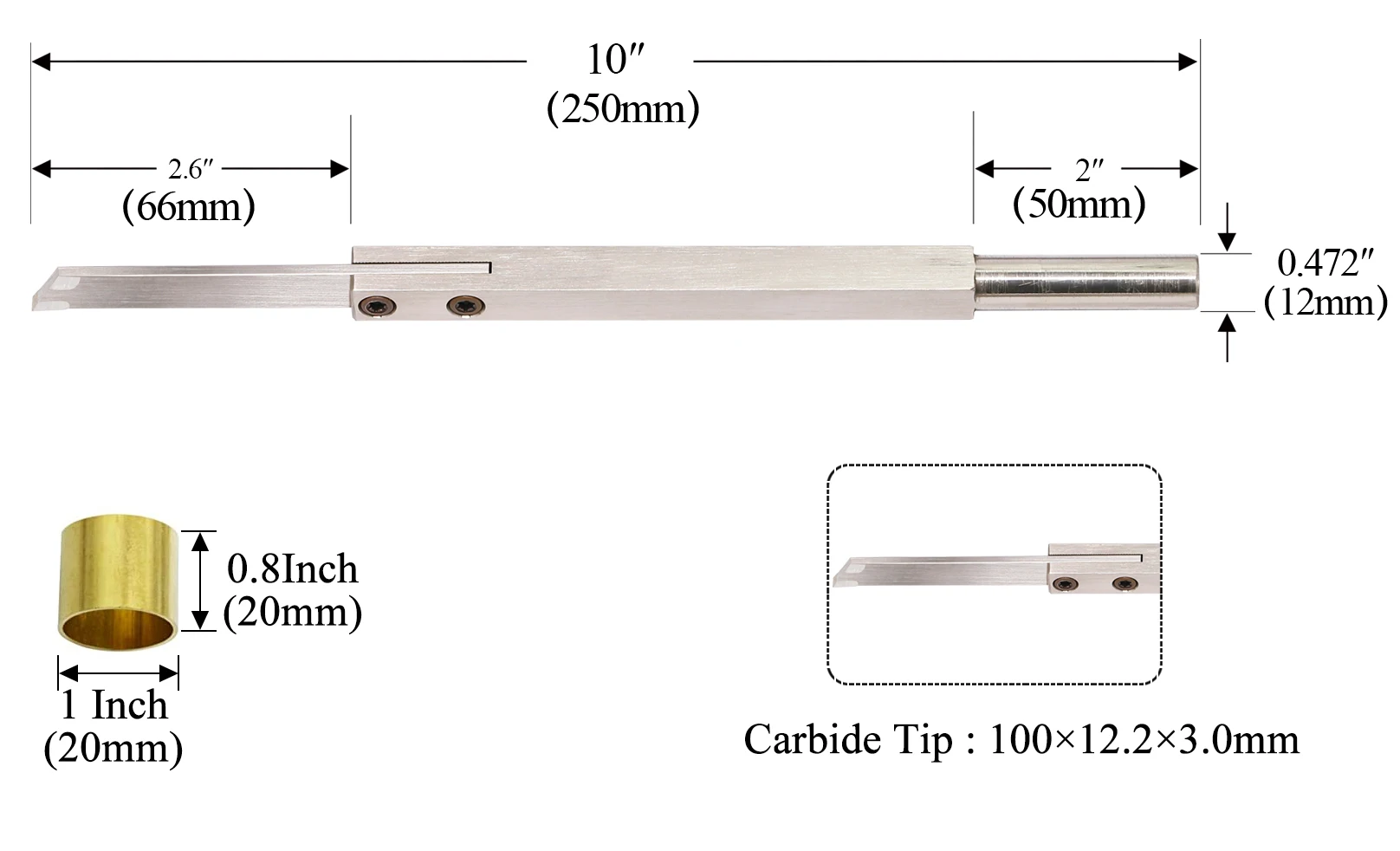 Wood Turning Carbide Tipped Parting and Grooving Tool with Copper Hoop for Woodturning Lathe Carpenter
