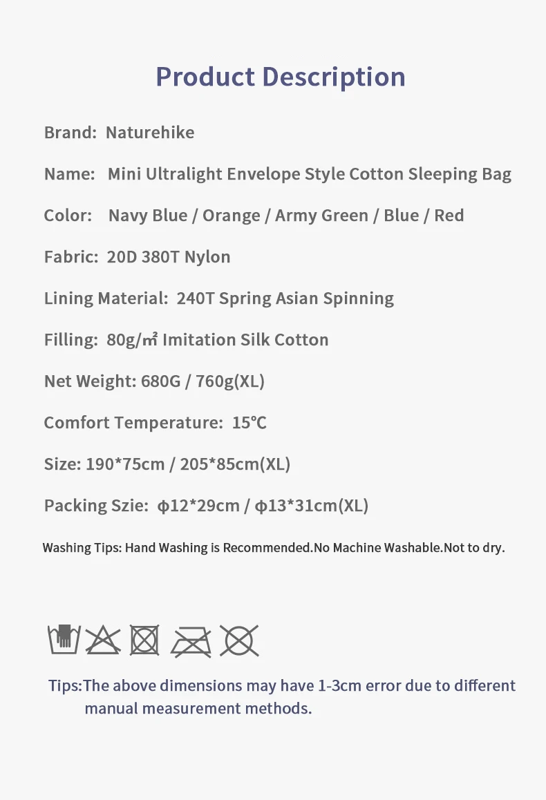 Naturehike Sleeping Bag Ultralight LW180 Waterproof Sleeping Bag Nature Hike Summer Hiking Camping Sleeping Bag