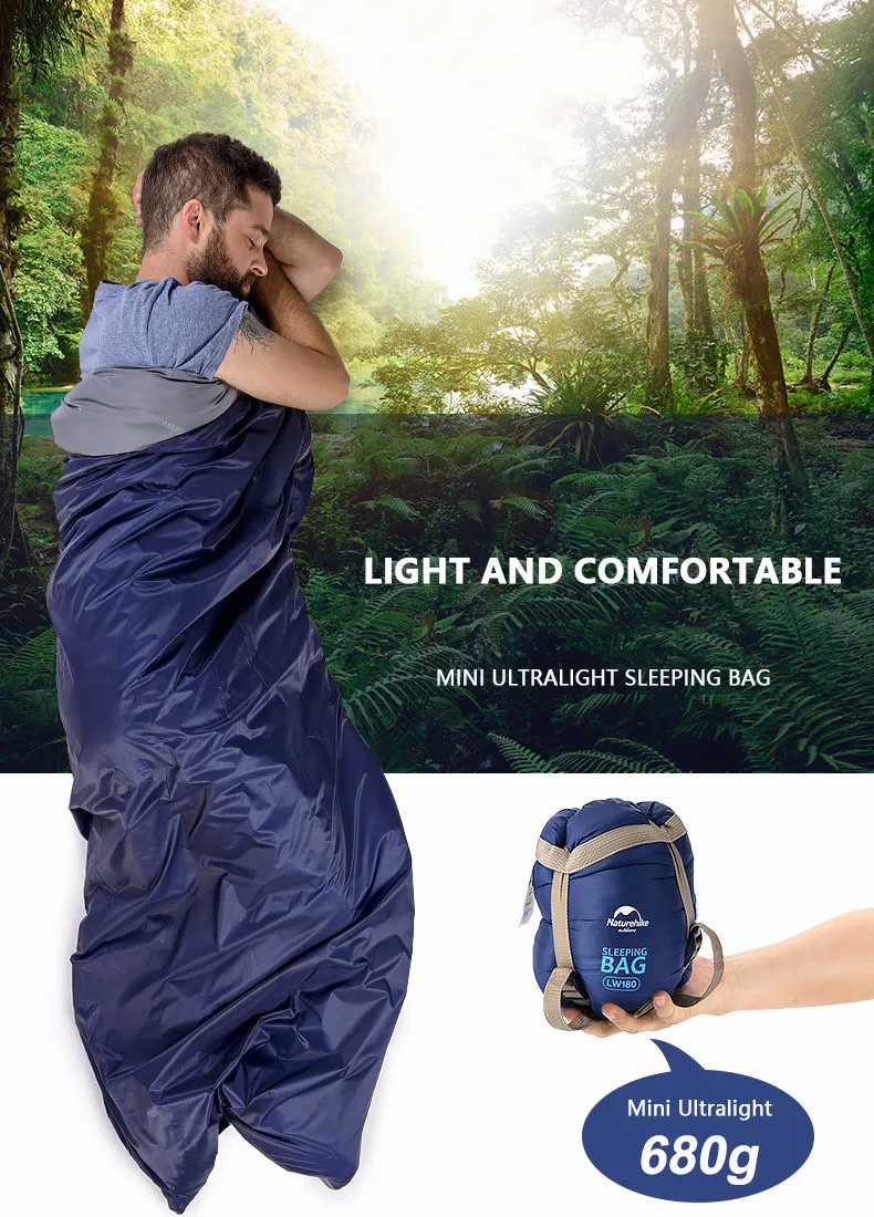 Naturehike Sleeping Bag Ultralight LW180 Waterproof Sleeping Bag Nature Hike Summer Hiking Camping Sleeping Bag